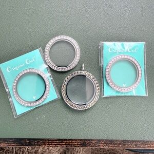 Origami Owl Silver Crystal Living Lockets Set